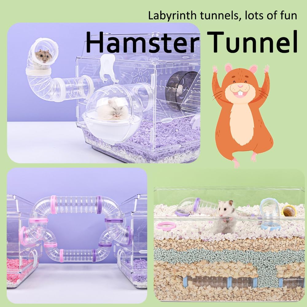 مجموعة من 8 قطع من أنابيب الهامستر، أنبوب منحني شفاف، نفق قفص للحيوانات الأليفة، ملحقات قفص الهامستر، ألعاب الهامستر، اتصال DIY، نفق مغامرة، مساحة توسيع 