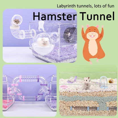 مجموعة من 8 قطع من أنابيب الهامستر، أنبوب منحني شفاف، نفق قفص للحيوانات الأليفة، ملحقات قفص الهامستر، ألعاب الهامستر، اتصال DIY، نفق مغامرة، مساحة توسيع 