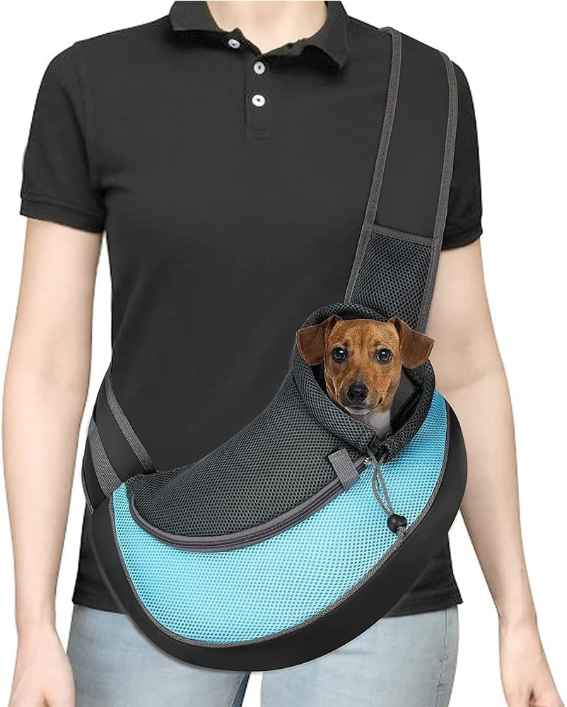 Dog Sling Carrier,Breathable Mesh Puppy Carrier, Portable Travel Cat Sling, Adjustable Dog Pet Carrier Sling Hand Free