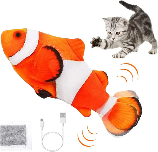 Electric Moving Fish Cat Toy, Floppy Fish Cat Toy,Interactive Cat Toys,Cat Toys for Indoor Cats,Realistic Plush Simulation Electric Wagging Fish,Catnip Kicker Toys