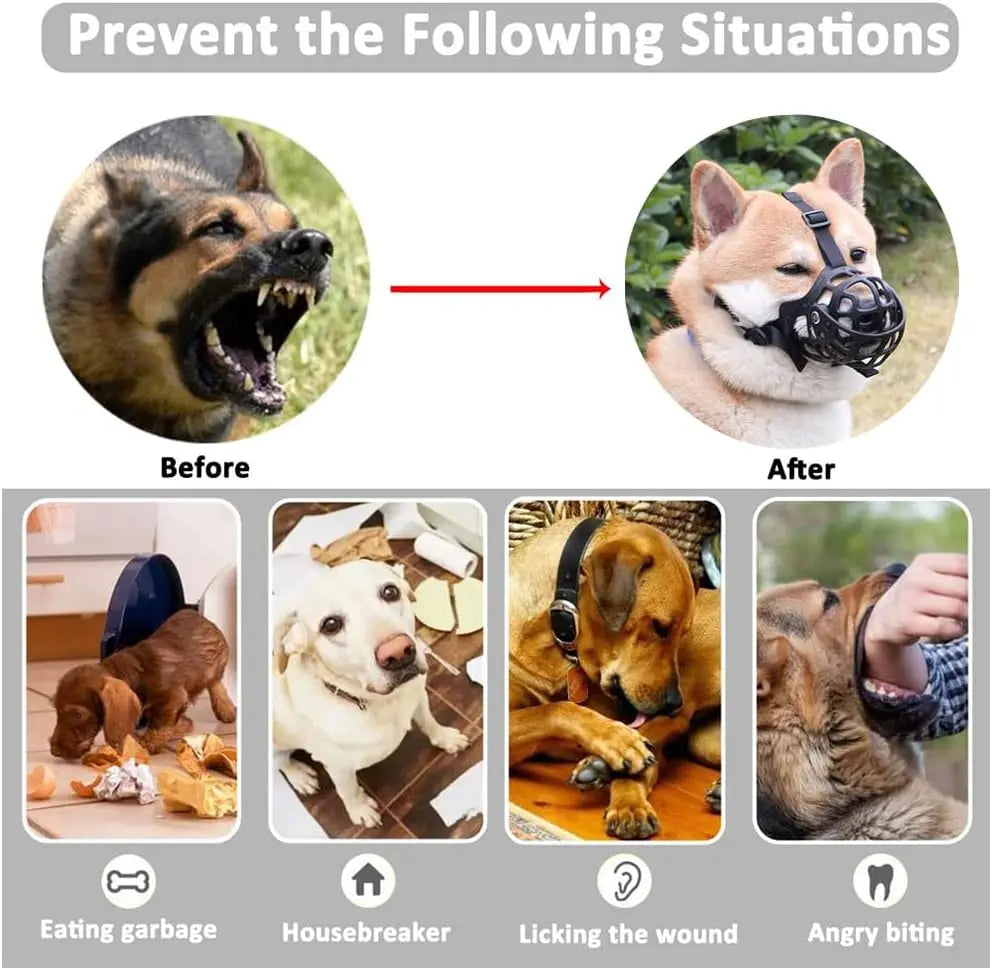 Dog Muzzle,Comfortable Breathable Mesh Soft Fabric, Adjustable Loop Pet Muzzle, Anti Biting Barking Chewing forSmall, Medium and Large dogs Pets971.com