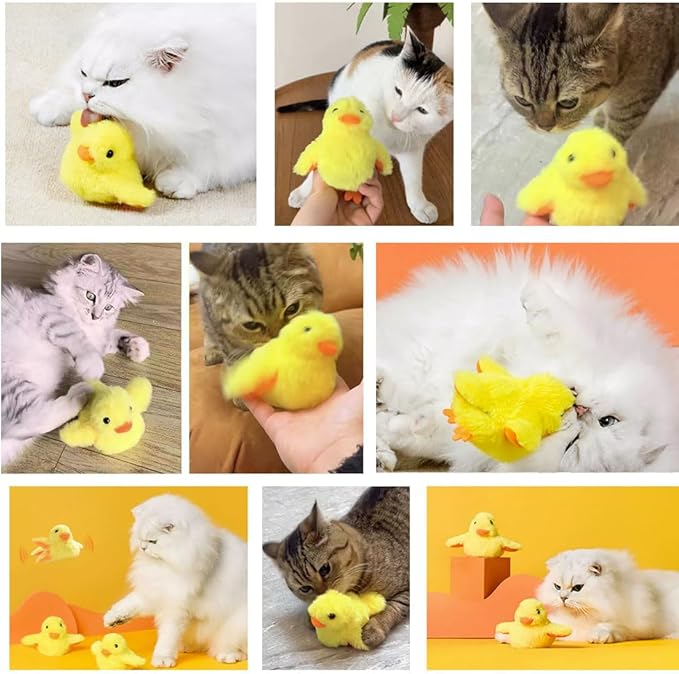 Interactive Cat Toys, Wing Flapping Duck Cat Toys, Rechargeable Bird Flapping Toys，Kittens Teasing String and Simulated Sound for Indoor Cats Fun Exercise (Duck)