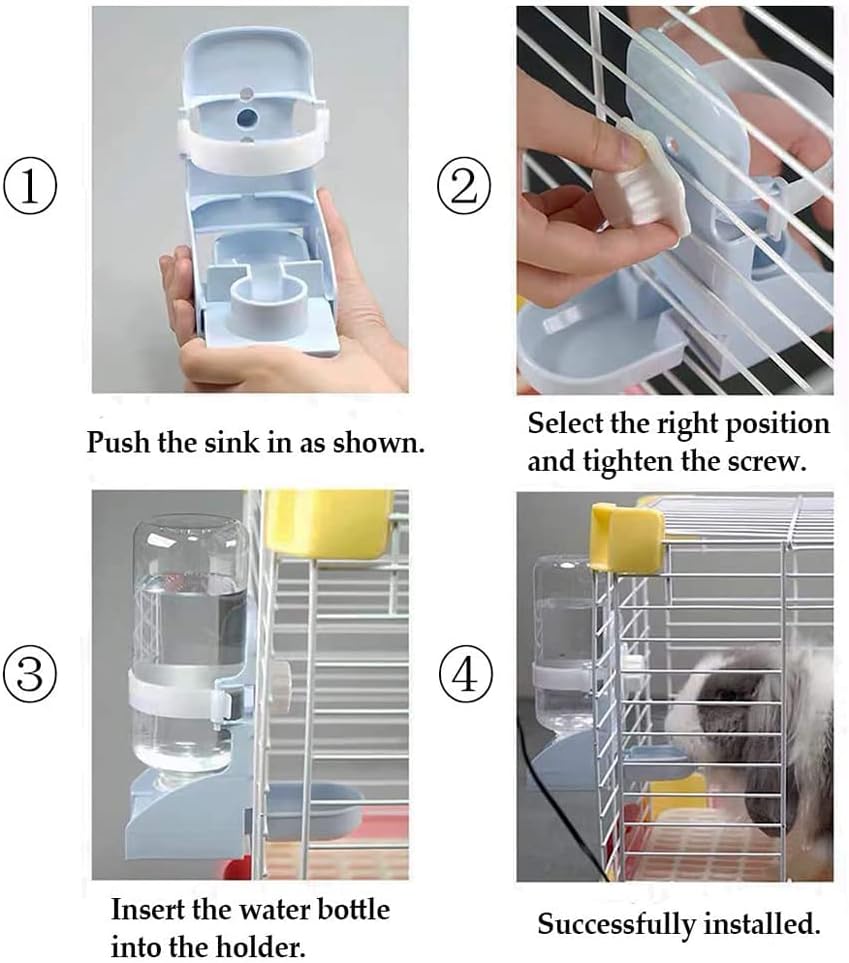 زجاجة مياه للأرانب، 500 مل ماء معلق للأرانب، موزع وعاء ماء غير قابل للتسرب، مناسب للأرانب والشنشيلة وخنازير غينيا والقنافذ والقوارض (أزرق (500 مل) 