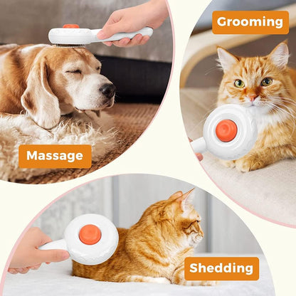 Cat Brushes Self Cleaning,Cat Grooming Brush Tool for Indoor Cats and Dogs,Cat Brush for Shedding,Cat Hair Brush,Gently Removes Loose Undercoat, for Pet Massage