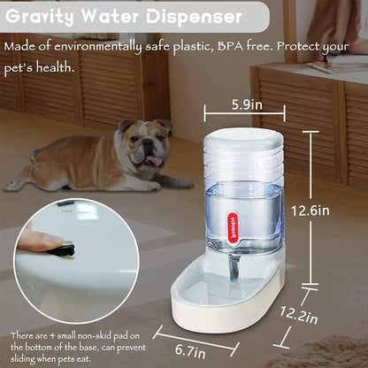 Automatic Dog Cat Feeder and Water Dispenser, 3.8L Large Capacity Dog Water Dispenser Dog Food Dispenser Set for Small, Medium and Large Pets