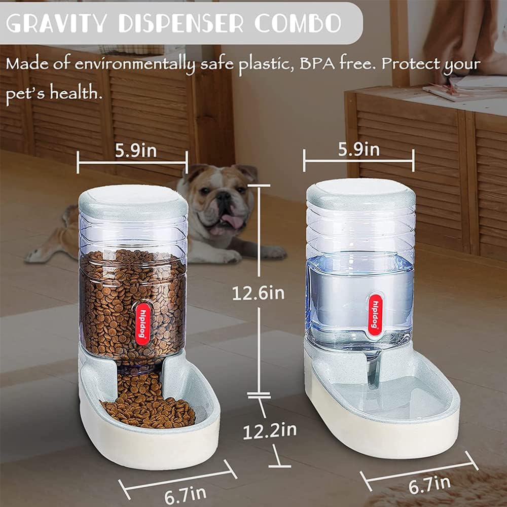 Automatic Dog Cat Feeder and Water Dispenser, 3.8L Large Capacity Dog Water Dispenser Dog Food Dispenser Set for Small, Medium and Large Pets