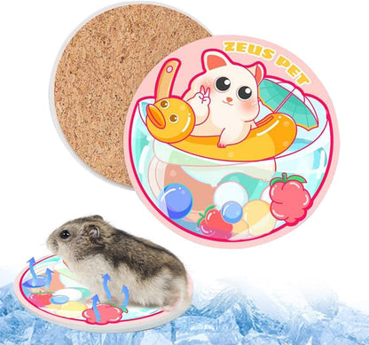 Hamster Cooling Pad, Ceramic Crystal Cooling Plate Pet Cooling Mat, Anti-bite Easy to Clean Ice Pad for Hamsters Rabbits and Other Small Pets