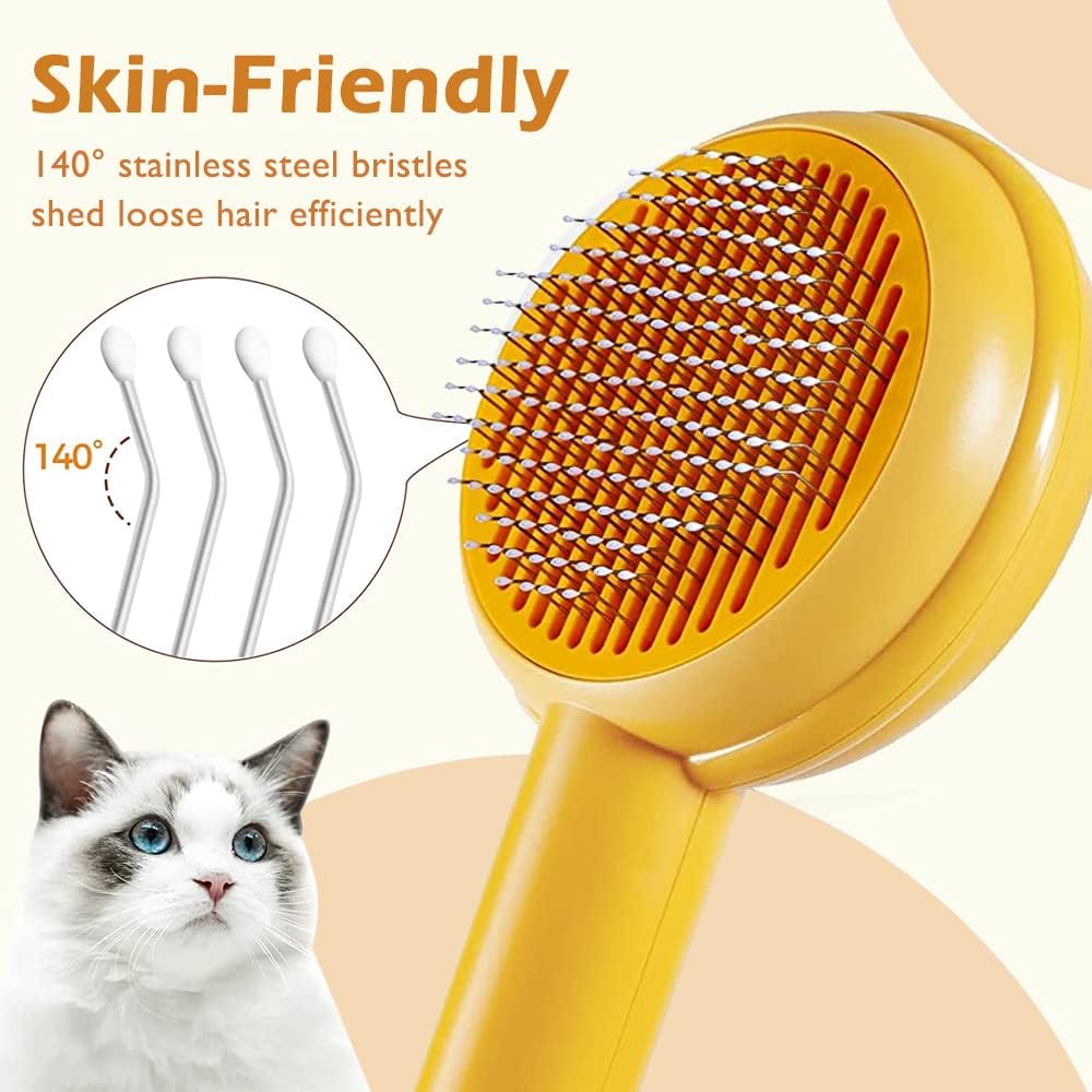 Cat Brushes Self Cleaning,Cat Grooming Brush Tool for Indoor Cats and Dogs,Cat Brush for Shedding,Cat Hair Brush,Gently Removes Loose Undercoat, for Pet Massage