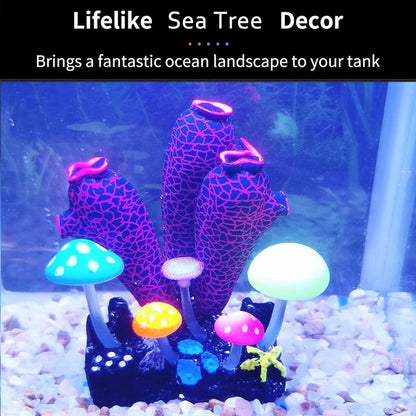 نباتات بلاستيكية اصطناعية لتزيين أحواض السمك، شجرة زهر الكرز الوردية مع العشب، مجموعة أشجار ديكور لأحواض السمك، إكسسوارات ديكور لأحواض الأسماك