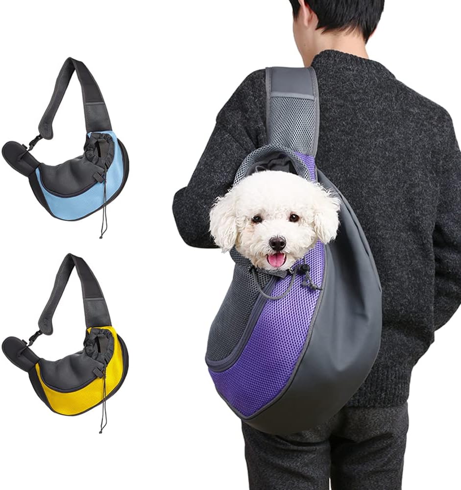 Dog Sling Carrier,Breathable Mesh Puppy Carrier, Portable Travel Cat Sling, Adjustable Dog Pet Carrier Sling Hand Free