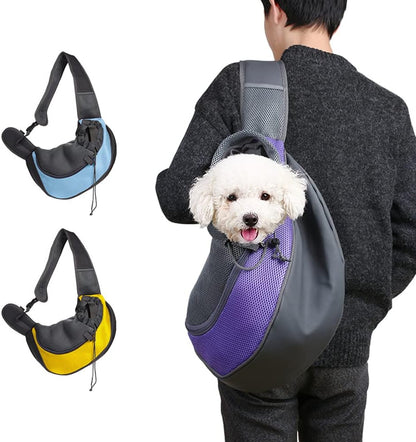 Dog Sling Carrier,Breathable Mesh Puppy Carrier, Portable Travel Cat Sling, Adjustable Dog Pet Carrier Sling Hand Free