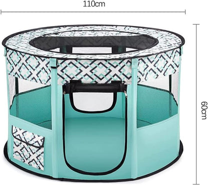 Large Portable Pet Playpen, Foldable Dog Playpen Pet Tent, Cat Delivery Room,Indoor and Outdoor Travel Playpen for Dogs, Cats and Rabbits with Free Carrying Case