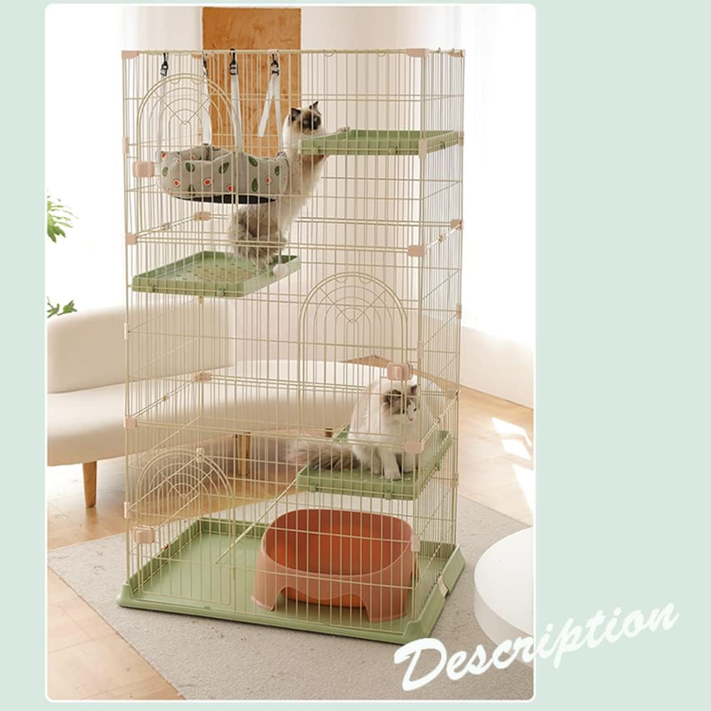 4-Tier Large Cat Cage with 3 Doors, 1 Ladder & 3 Platforms (84 * 60 * 161cm) Green