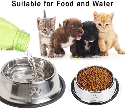 Cat Food and Water Bowl Set,Dog Food Bowl,Non Slip Cat Bowl,Big Eyed Frog Cartoon Design,Suitable for Small Medium Dog and Cat