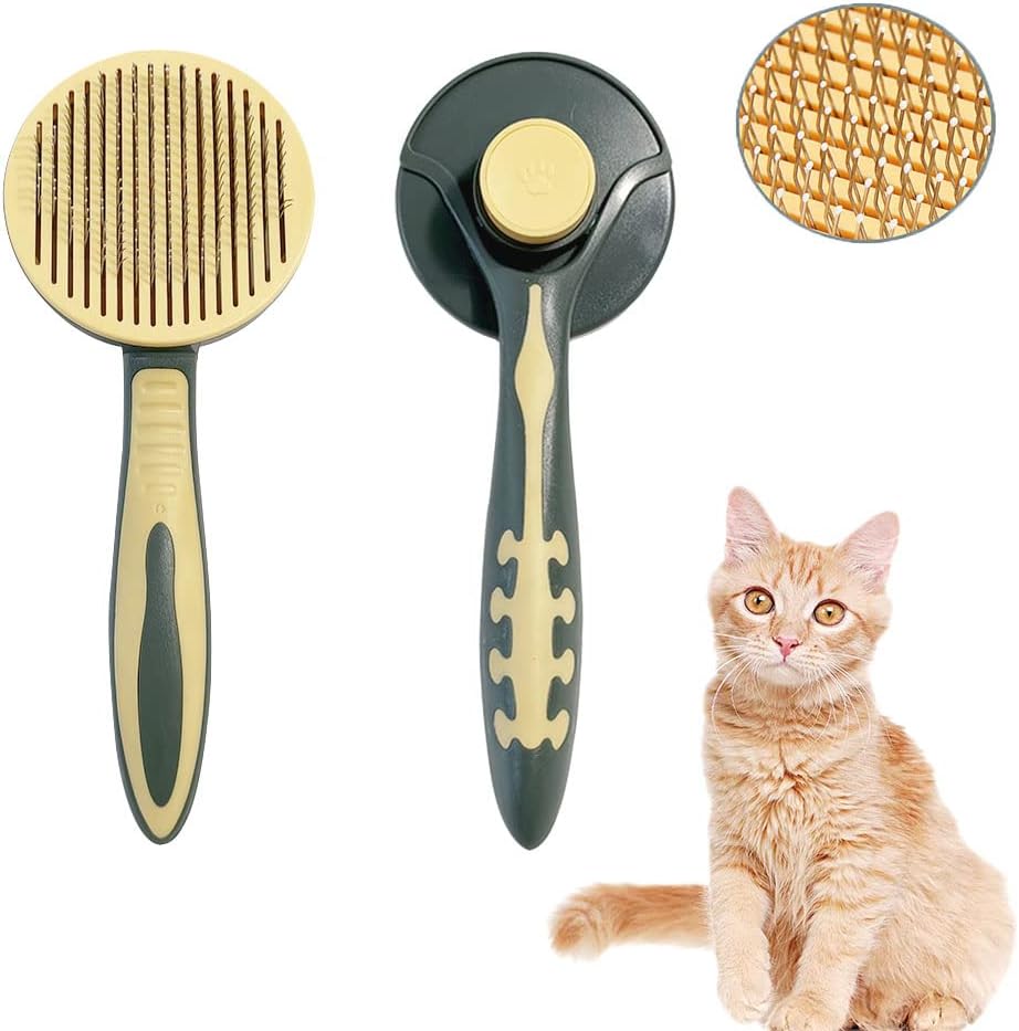 Cat Brushes Self Cleaning,Cat Grooming Brush Tool for Indoor Cats and Dogs,Cat Brush for Shedding,Cat Hair Brush,Gently Removes Loose Undercoat, for Pet Massage