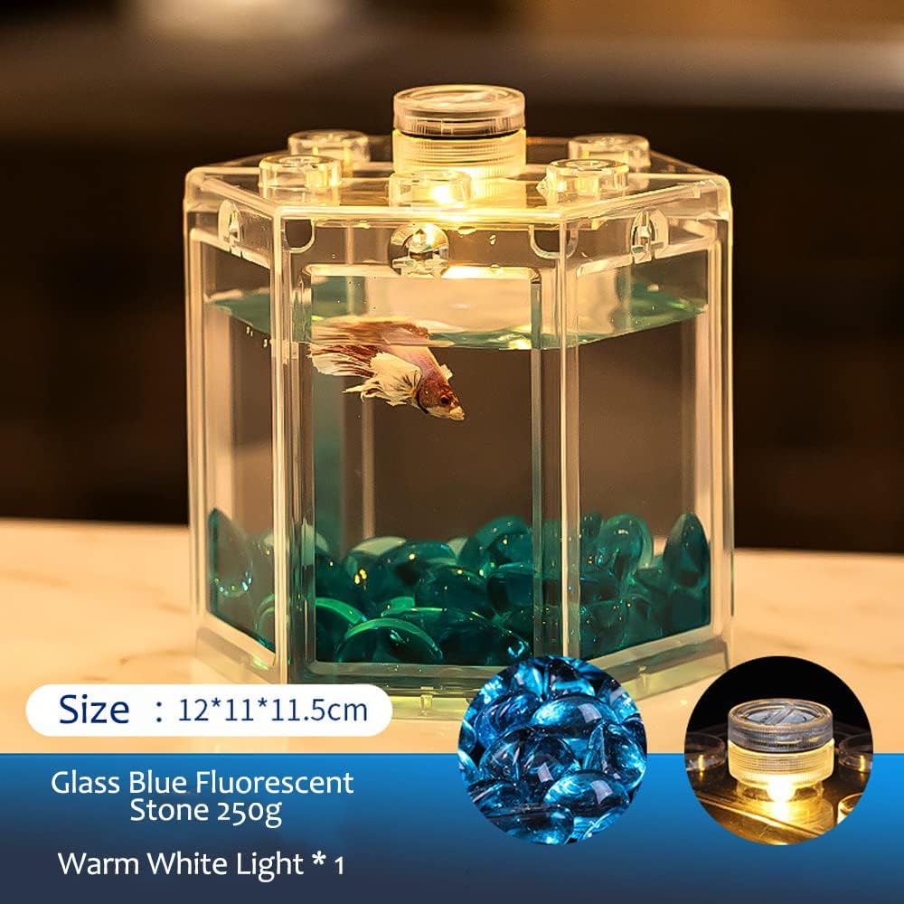 Mini Betta Fish Tank,Small Transparent Fish Bowl Aquarium Stackable Tank,Ant Feeding Case Mini Reptile Row Box