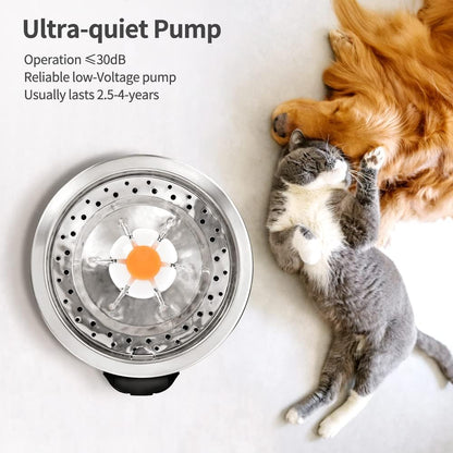 Cat Water Fountain,Smart Silent Pet Water Dispenser,Pet Fountain Replacement Filter Suitable for Cats and Dogs and other pets