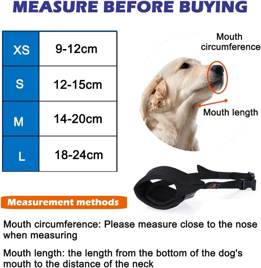 Dog Muzzle,Comfortable Breathable Mesh Soft Fabric, Adjustable Loop Pet Muzzle, Anti Biting Barking Chewing forSmall, Medium and Large dogs Pets971.com