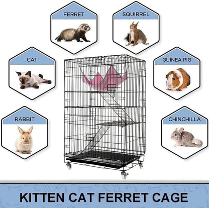 4-Tier Cat Cage Playpen 76*46*110cm Black