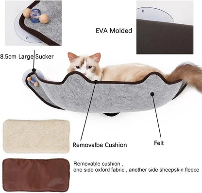 Cat Window Perch, Space Saving Cat Window Bed Hammock, Suction Cup Cat Hammock Seat for Window Balcony, Cat Comfort Rest Bed for up to 10kg (Single layer) Pets971.com