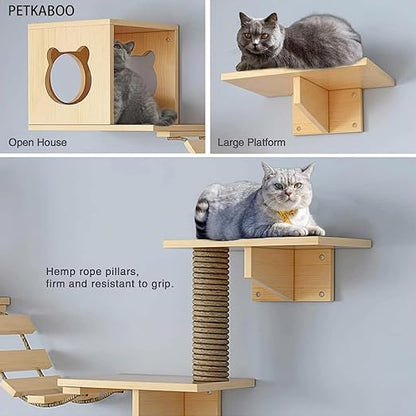 8 Pcs Cat Wall Shelf, Cat Wall Climbing Set