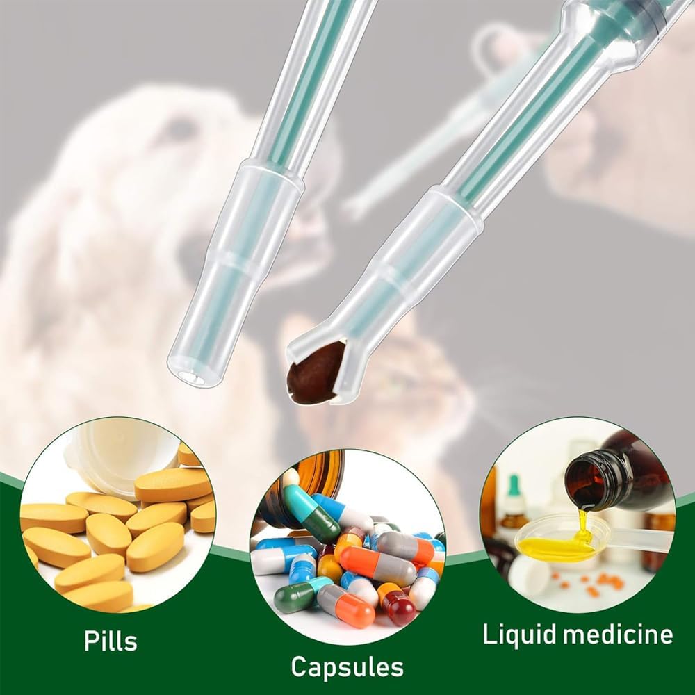 Pet Pill Shooter, Dog Pill Gun Dispenser Shooter, Pet Piller Soft Tip Tablet Syringe Pusher Animal Medicine Feeder for Feeding Accessories