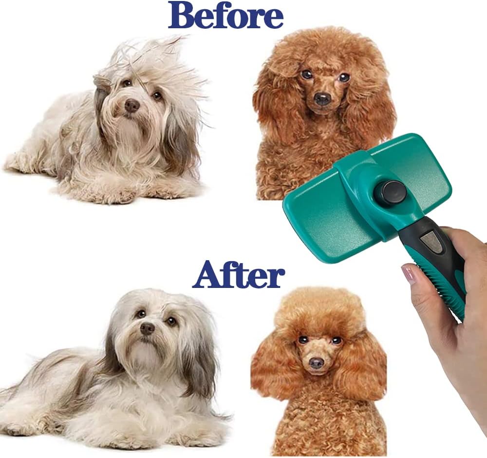 3PCS Pet Self-Cleaning Grooming Brush Kit,Cat Grooming Kit,Dog Brush Comb,For Cats and Dogs With All Hair Types + Free Pet Nail Clippers and Free Kit