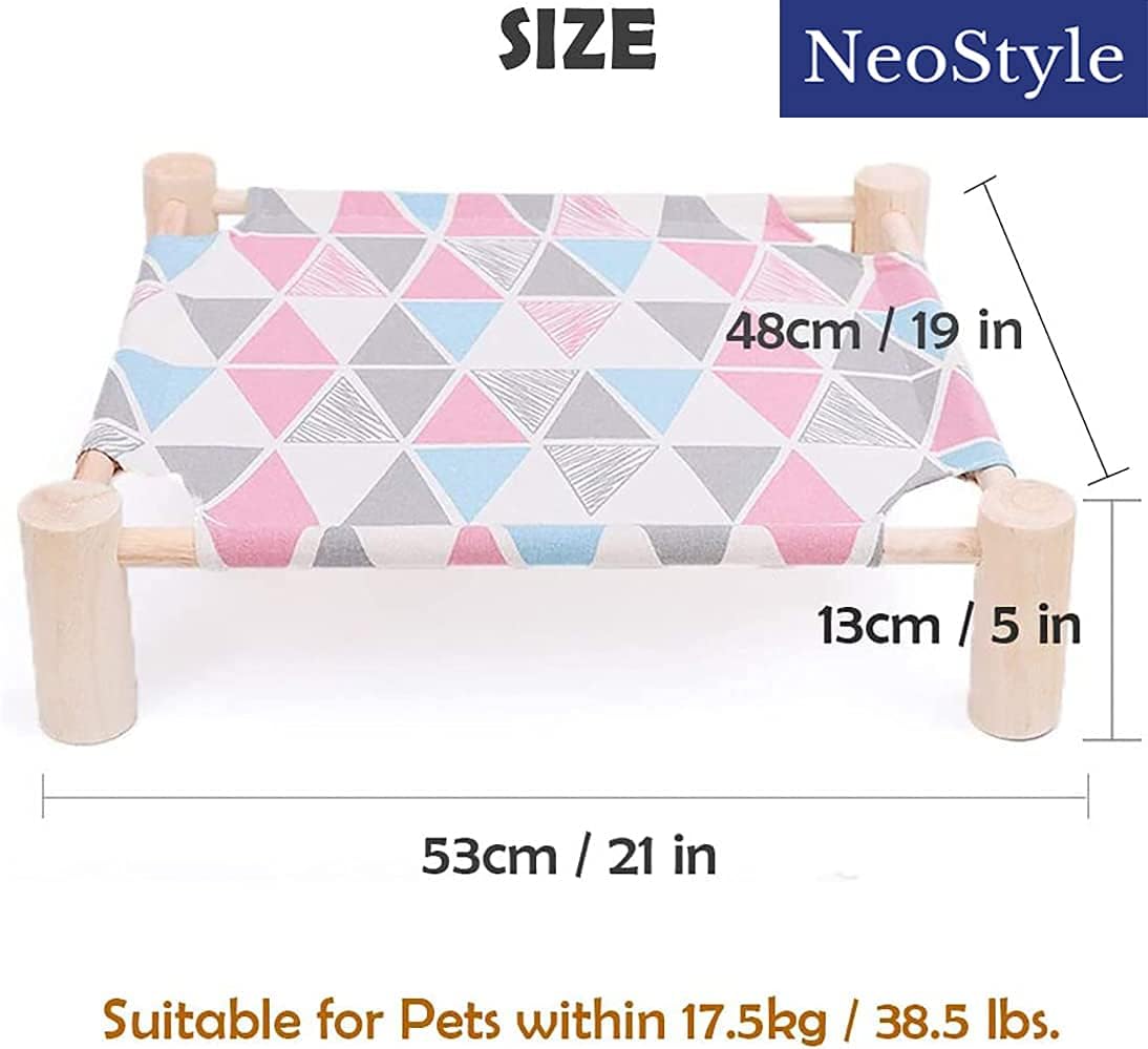 Cat Hammock Bed,Wooden Cat Hammock Elevated Bed,Solid Wooden Removable Washable,Suitable for Cats and Small Dogs