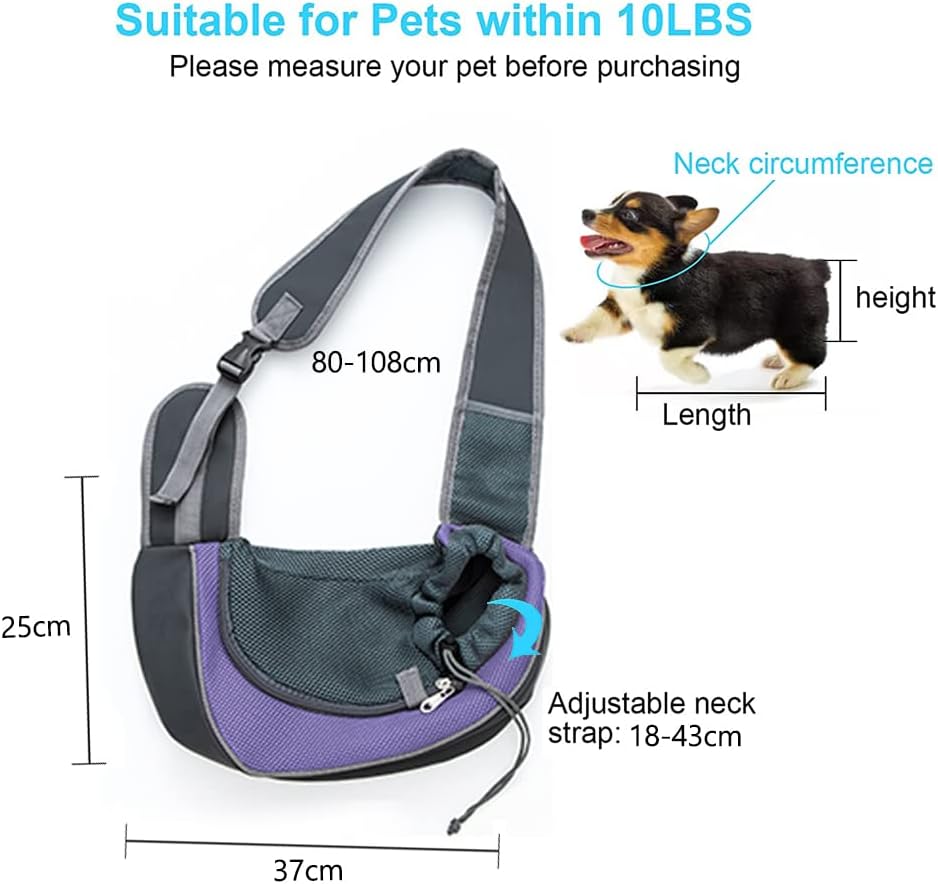 Dog Sling Carrier,Breathable Mesh Puppy Carrier, Portable Travel Cat Sling, Adjustable Dog Pet Carrier Sling Hand Free