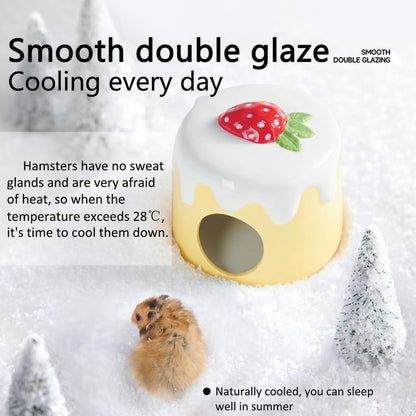 مخبأ سيراميك كبير جدًا للهامستر، موئل هامستر بارد في الصيف، سرير بارد، ملحقات هامستر، كهف منزل مضاد للعض للفئران 