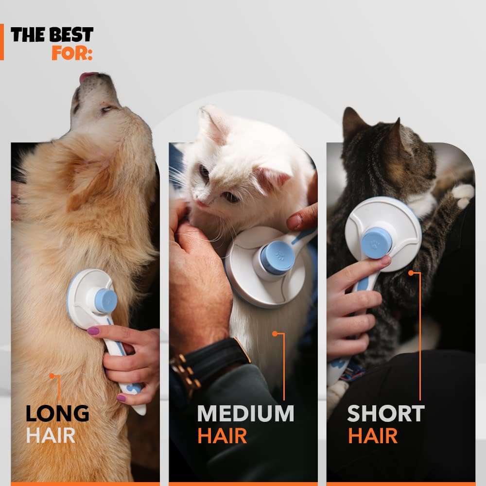 Cat Brushes Self Cleaning,Cat Grooming Brush Tool for Indoor Cats and Dogs,Cat Brush for Shedding,Cat Hair Brush,Gently Removes Loose Undercoat, for Pet Massage