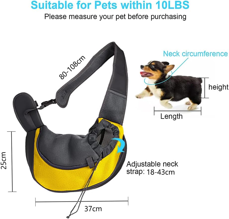 Dog Sling Carrier,Breathable Mesh Puppy Carrier, Portable Travel Cat Sling, Adjustable Dog Pet Carrier Sling Hand Free