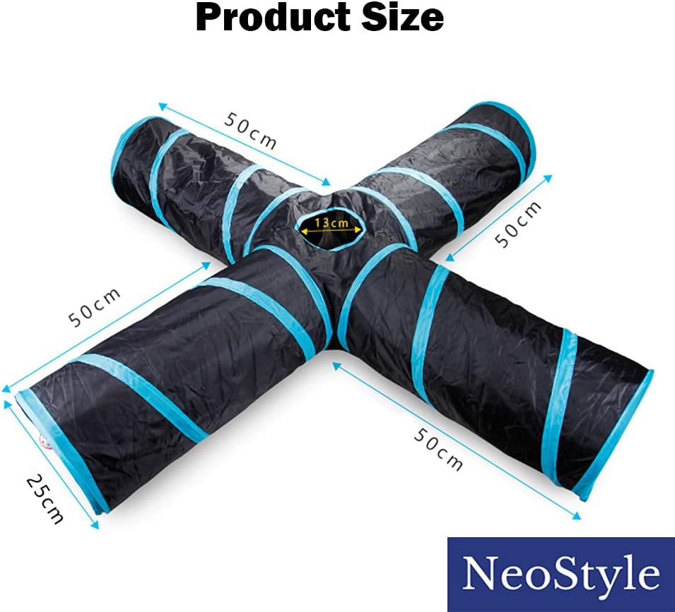 Cat Tunnel Tube,Cat Toys Interactive,Foldable Rabbit Tunnel,Multi-way Cat Tunnels,with Play Ball,for Indoor Cats, Puppy, Kitty, Kitten, Rabbit