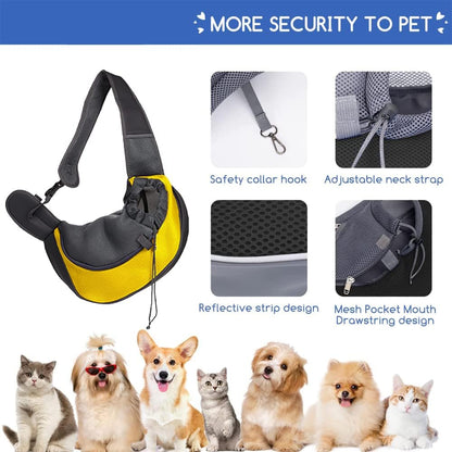 Dog Sling Carrier,Breathable Mesh Puppy Carrier, Portable Travel Cat Sling, Adjustable Dog Pet Carrier Sling Hand Free