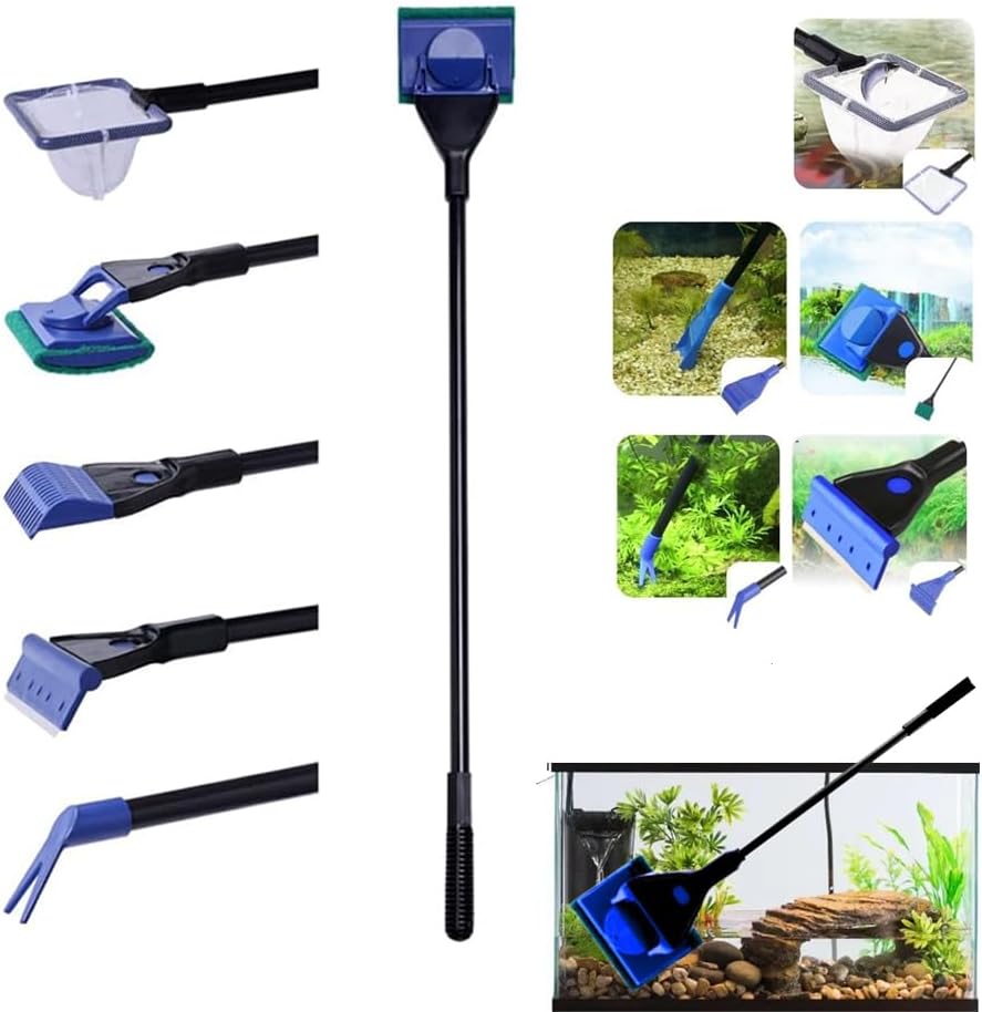 Aquarium Fish Tank Cleaning Kit,5 in 1 Aquarium Cleaning Kit,Manual Siphon Pump Drainage Cleaning Kit,Sand Cleaning Algae Scraper