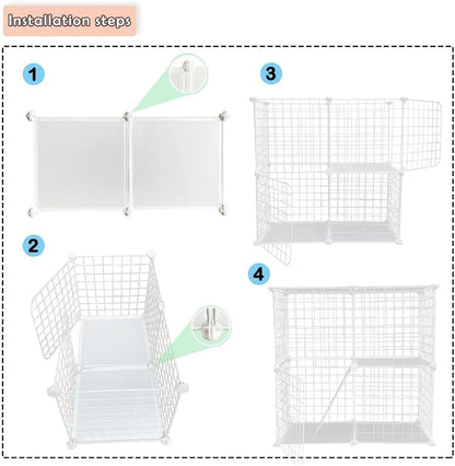 Cat Cage, Detachable Metal DIY Pet Playpen,Portable Collapsible Pet Cat Cage (75 * 75 * 73cm, white)