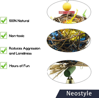 3 pcs Bird chew Toys,Parrot Cage Accessories Toys,Parrot Cage Foraging Shredder Toy for Bird Parrot African Greys Budgie Cockatiel Parakeet Lovebird Cage Toy