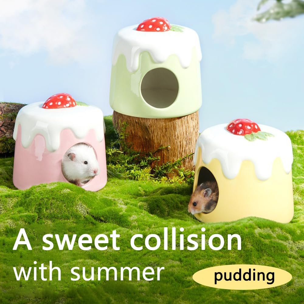 مخبأ سيراميك كبير جدًا للهامستر، موئل هامستر بارد في الصيف، سرير بارد، ملحقات هامستر، كهف منزل مضاد للعض للفئران 