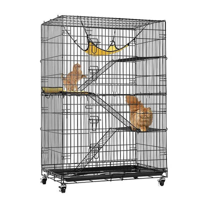 4-Tier Cat Cage Playpen 76*46*110cm Black