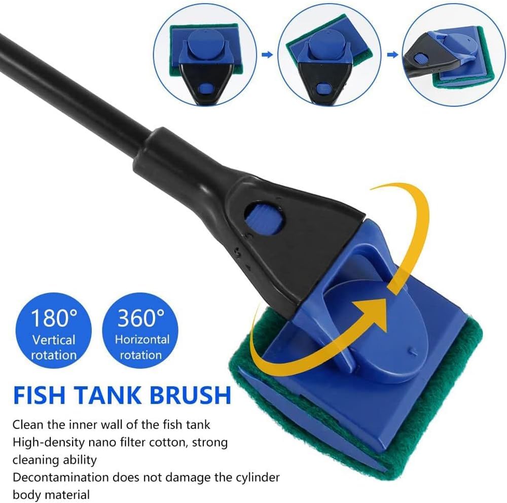 Aquarium Fish Tank Cleaning Kit,5 in 1 Aquarium Cleaning Kit,Manual Siphon Pump Drainage Cleaning Kit,Sand Cleaning Algae Scraper