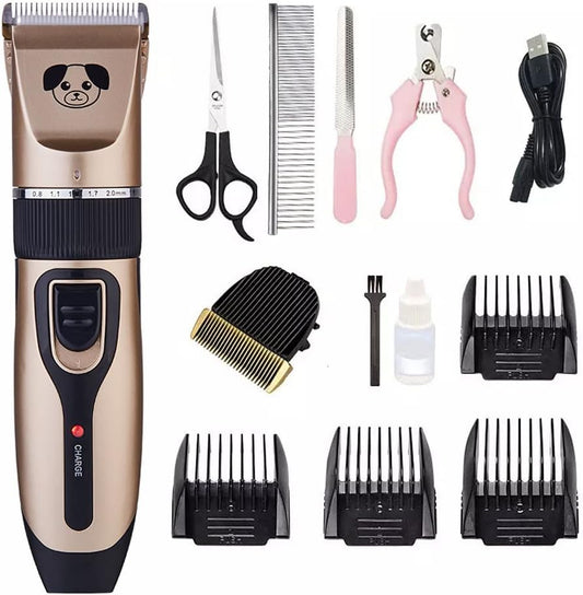 13 Pcs Dog Shaver Clippers, Low Noise Electric Cordless Dog Grooming Supplies,Rechargeable Pet Grooming Kit with Scissors, Combs, Files, Nail Clippers and Spare cutter head for Dogs and Cats