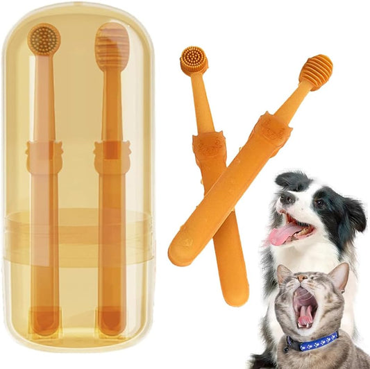 Pet Toothbrush, 360 ° Dog Tooth Cleaning Set, Cat Finger Cover Toothbrush for Cleaning Tongue Coating and Tooth Care, Pet Silicone Finger Cover Toothbrush Set