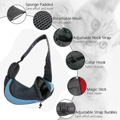 Dog Sling Carrier,Breathable Mesh Puppy Carrier, Portable Travel Cat Sling, Adjustable Dog Pet Carrier Sling Hand Free