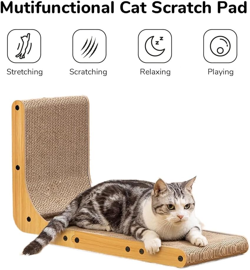 Cat Scratching Board, Indoor Cat Scratching Board with Catnip, Wear-resistant, Protect Furniture from Damage, Suitable for Cats (L Type)