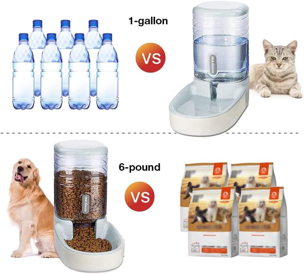 Automatic Dog Cat Feeder and Water Dispenser, 3.8L Large Capacity Dog Water Dispenser Dog Food Dispenser Set for Small, Medium and Large Pets