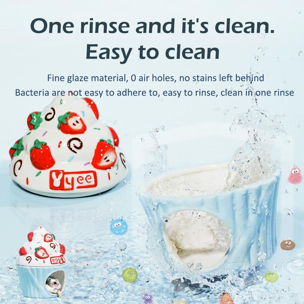 مخبأ سيراميك كبير جدًا للهامستر، موئل هامستر بارد في الصيف، سرير بارد، ملحقات هامستر، كهف منزل مضاد للعض للفئران 