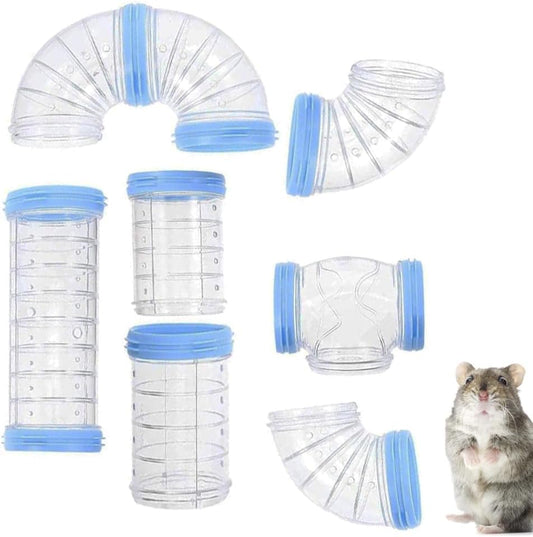 8 PCS Hamster Tube Set, Transparent Curved Pipe Pet Cage Tunnel, DIY Connection Adventure Tunnel Expansion Space Hamster Cage Accessories Hamster Toys