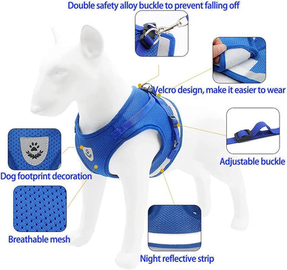 Dog Harness,Dog Collar and Dog Leash Set,Adjustable Lightweight Pet Harness & Leash,Soft Walking Travel Petsafe Harness,Suitable for Medium and Small Cat and Dogs