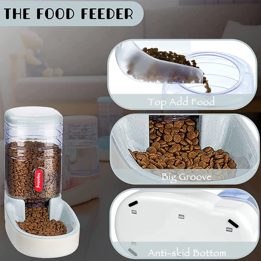 Automatic Dog Cat Feeder and Water Dispenser, 3.8L Large Capacity Dog Water Dispenser Dog Food Dispenser Set for Small, Medium and Large Pets