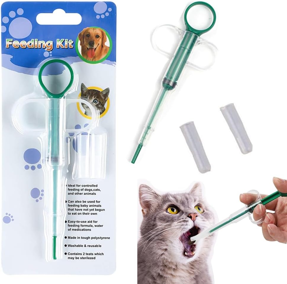 Pet Pill Shooter, Dog Pill Gun Dispenser Shooter, Pet Piller Soft Tip Tablet Syringe Pusher Animal Medicine Feeder for Feeding Accessories